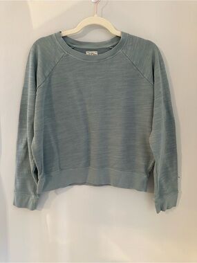 J.Crew Vintage Fleece Sweatshirt Blue Gray Crewneck Raglan Long Sleeve Size S